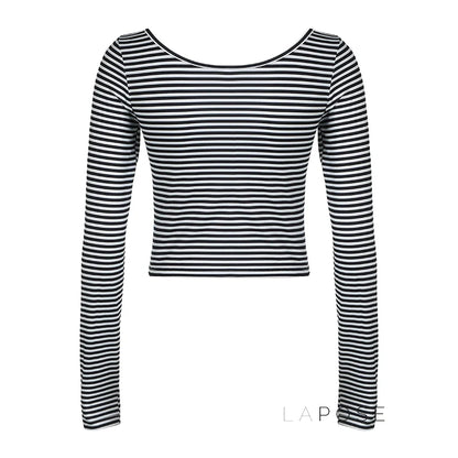 Lauren Striped Long Sleeve Crop Top