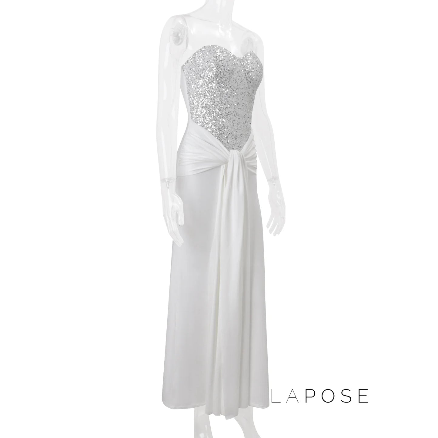 Lemon Strapless Sequin Maxi Dress