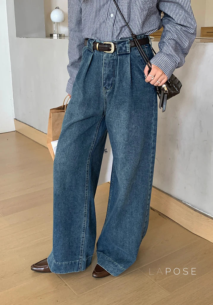 Lemon Wide-Leg Denim Pants