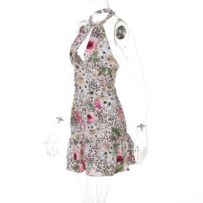 Leopard Print Halter Mini Dress