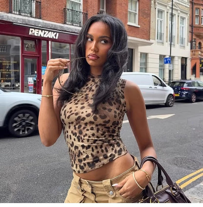 Leopard Print Slim Fit Tank Top