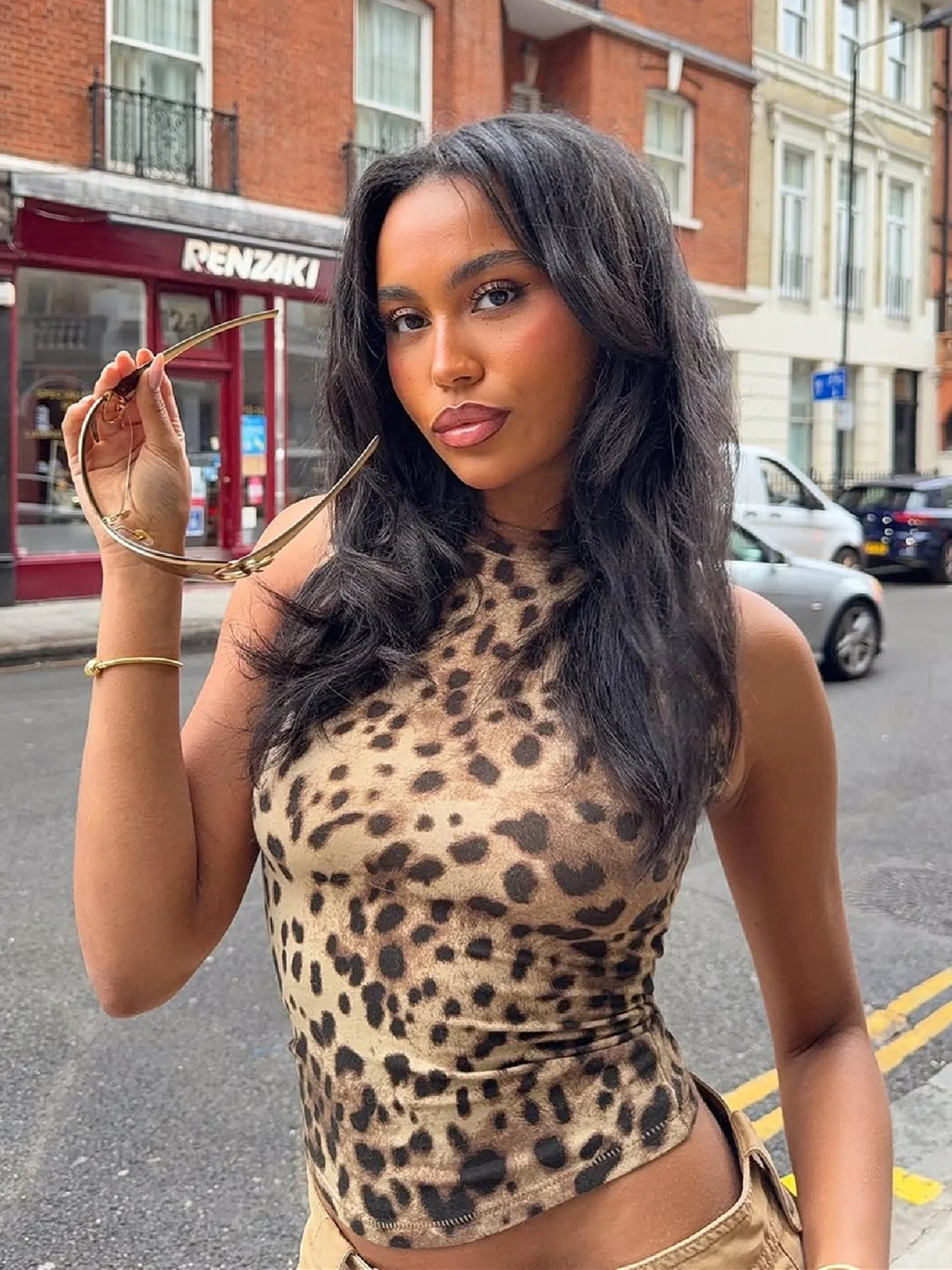 Leopard Print Slim Fit Tank Top