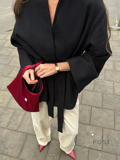 Leslie Belted V-Neck Jacket