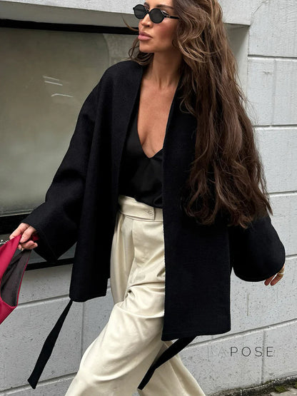 Leslie Belted V-Neck Jacket