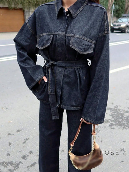 Lexie Belted Denim Jacket