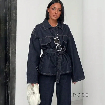 Lexie Belted Denim Jacket