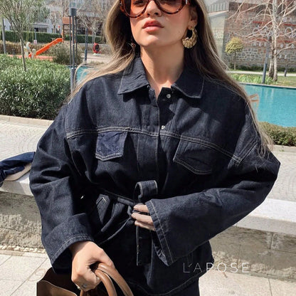 Lexie Belted Denim Jacket