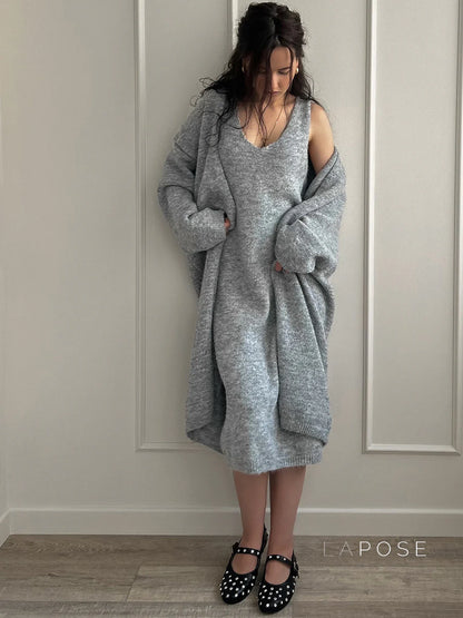 Lily Cozy Knit Dress & Long Cardigan Set