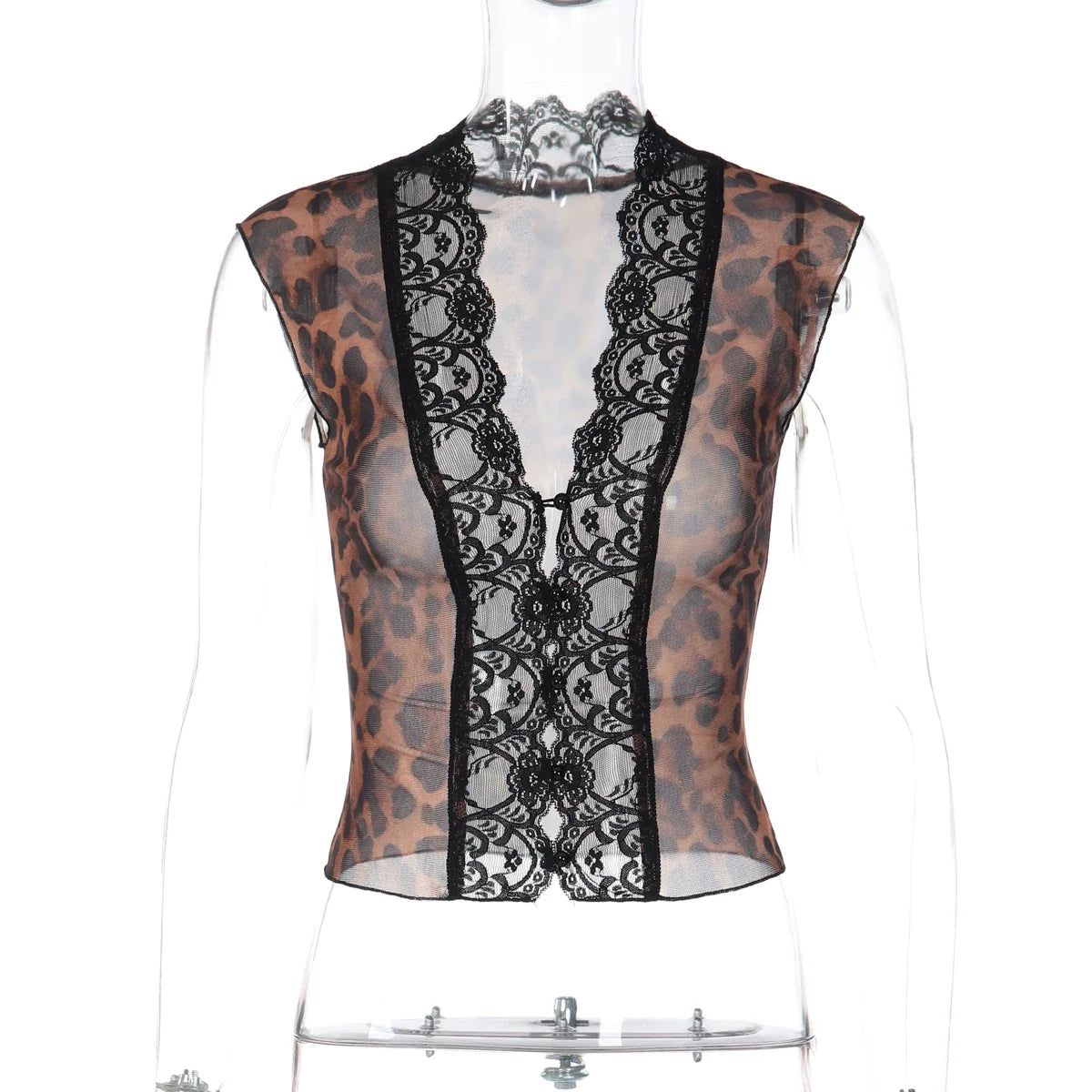 Lilyanna Leopard Lace Mesh Top