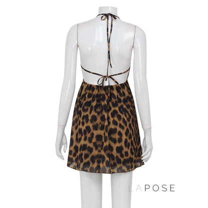 Lucy Halter Leopard Mini Dress