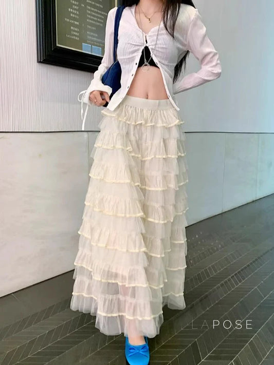 Lyrik Mesh A-Line Maxi Skirt