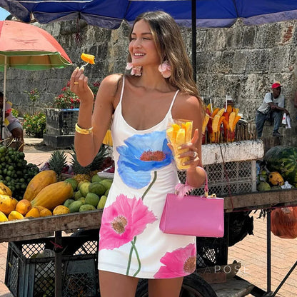 Madalena Backless Floral Midi Dress