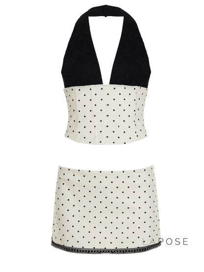 Madyson Polka Dot Halter Skirt Set