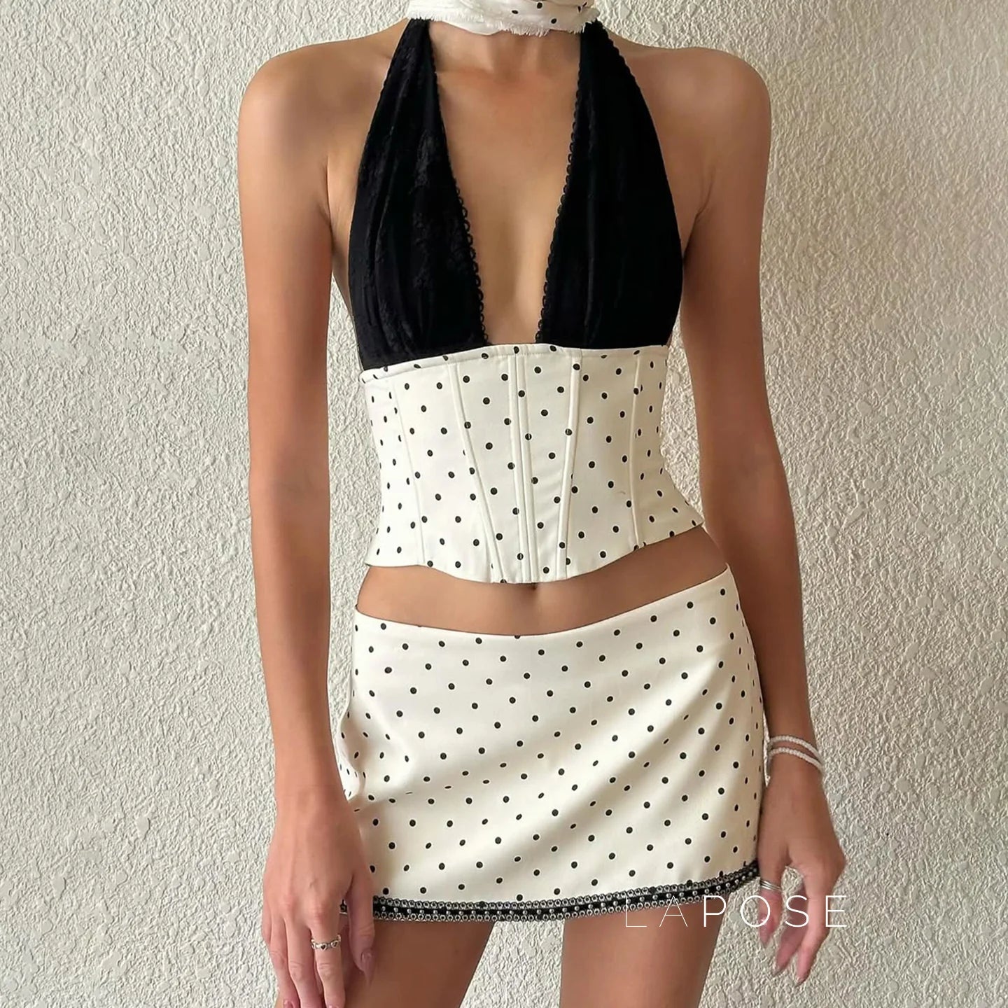 Madyson Polka Dot Halter Skirt Set