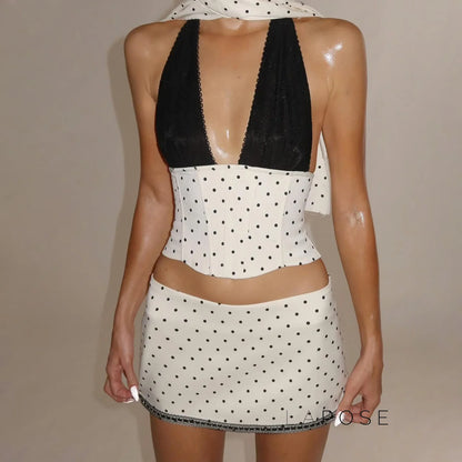 Madyson Polka Dot Halter Skirt Set