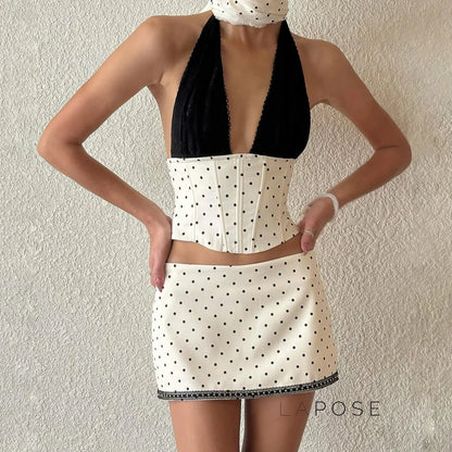 Madyson Polka Dot Halter Skirt Set