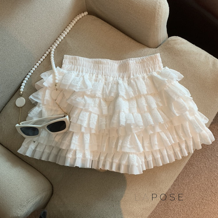 Maeleigh Lace Tiered Mini Skirt