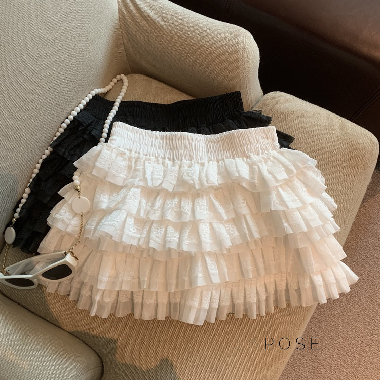 Maeleigh Lace Tiered Mini Skirt