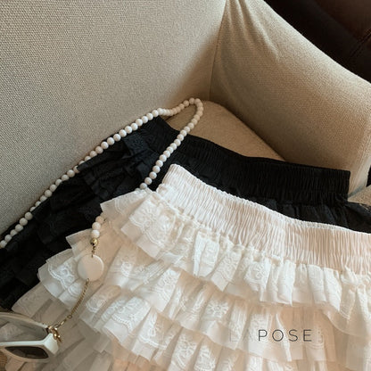 Maeleigh Lace Tiered Mini Skirt