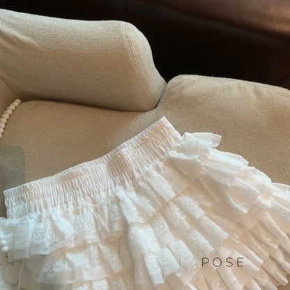 Maeleigh Lace Tiered Mini Skirt