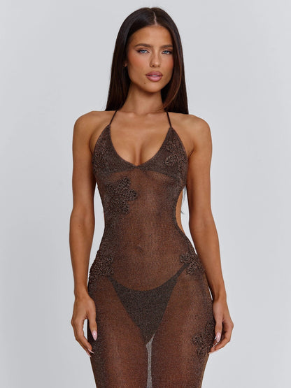 Maeva Shimmer Cut-Out Maxi Dress