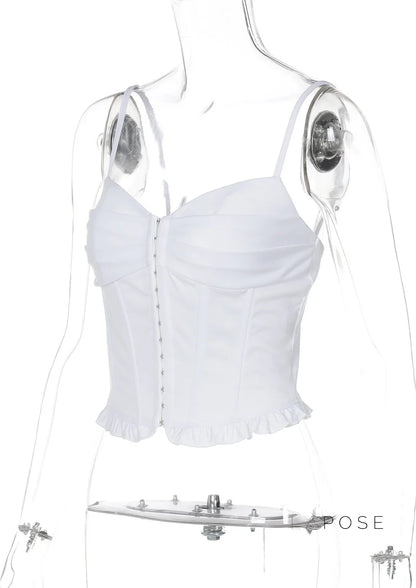 Mahina Strappy Button-Front Crop Top