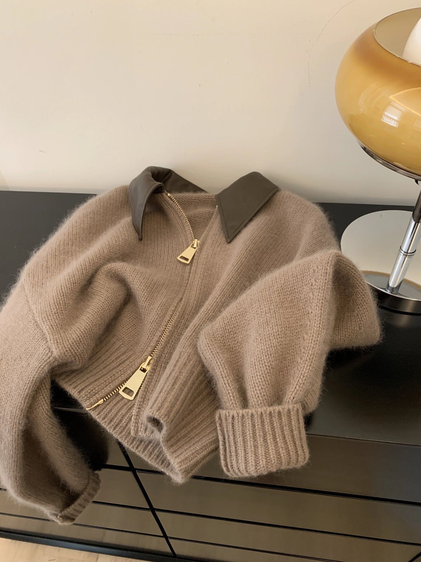 Mahogany Polo Knit Cardigan