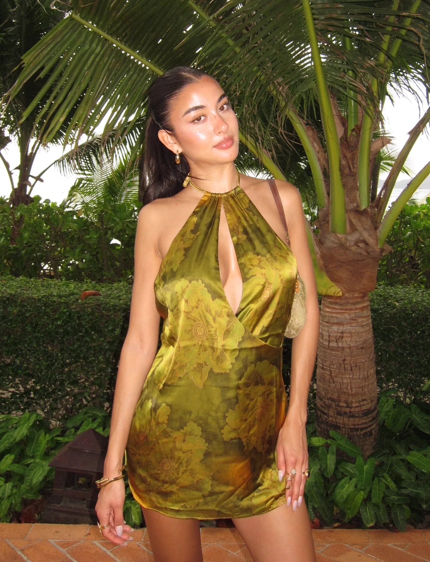 Maira Watercolor Halter Mini Dress