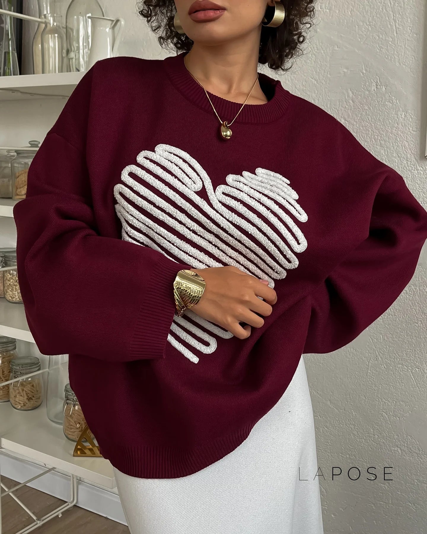 Makenzie Loose Heart Pullover Sweater