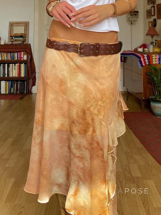 Markayla Dune Patchwork Ruffled Skirt