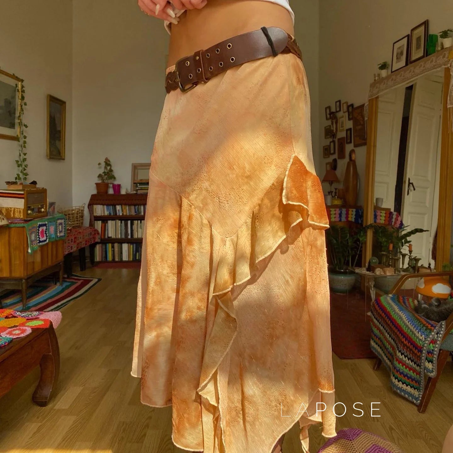 Markayla Dune Patchwork Ruffled Skirt