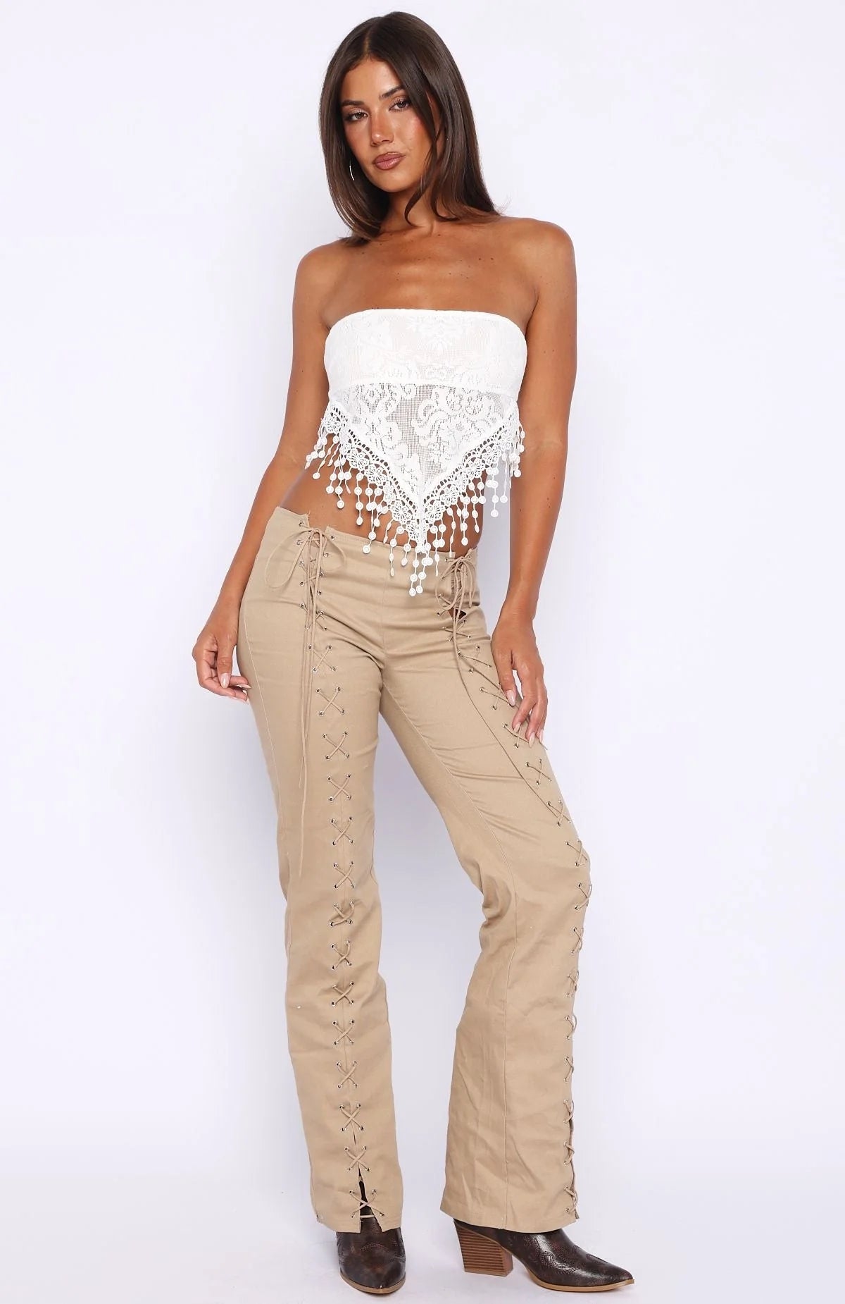 Mattilyn Lace Trim Strapless Top