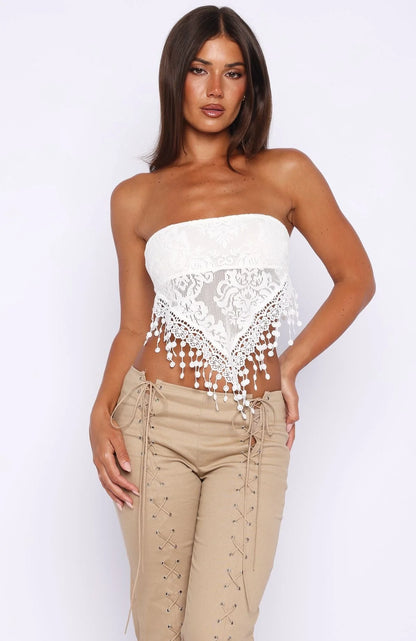 Mattilyn Lace Trim Strapless Top