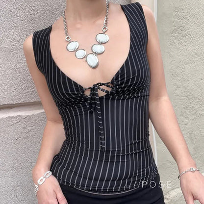 Maybelline Striped Lace-Up Camisole