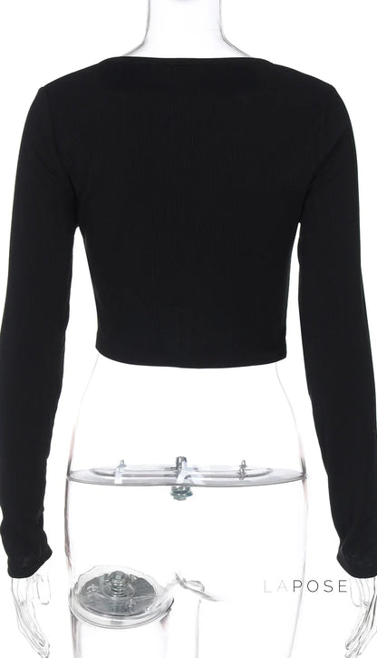 Mercedez Ribbed Button-Up Crop Top