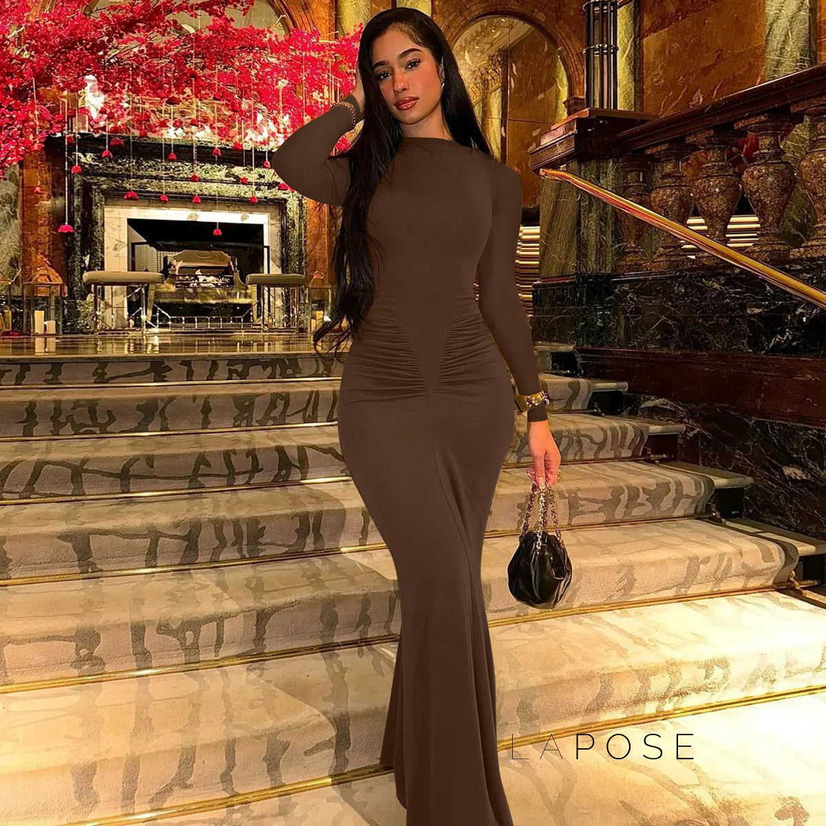 Mildred Pleated Long Sleeve Dress