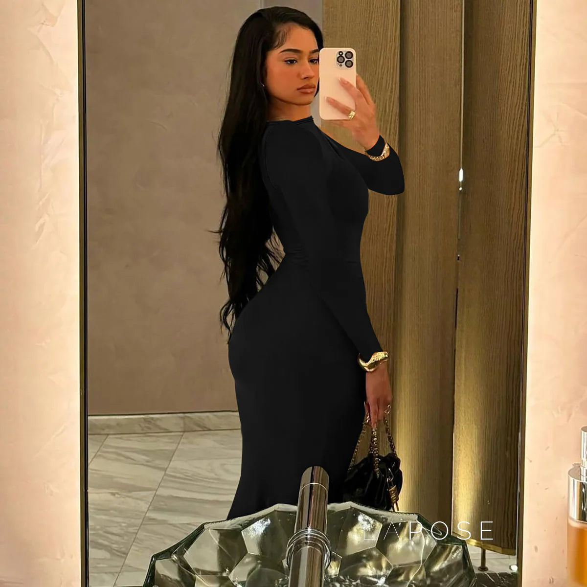 Mildred Pleated Long Sleeve Dress