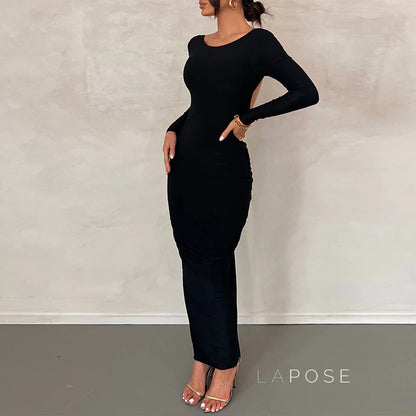 Mireille Backless Ruched Long Dress