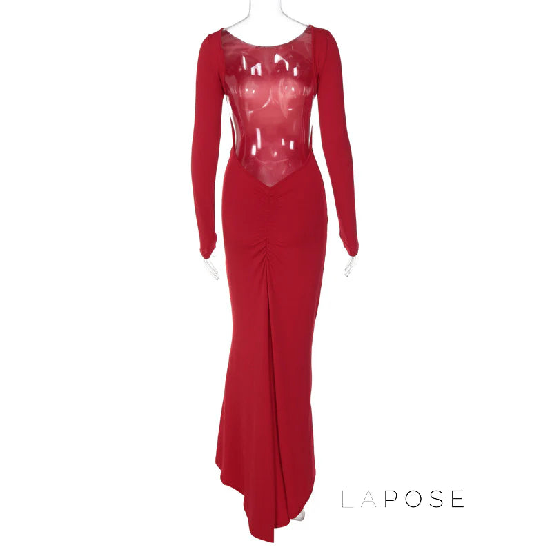 Mireille Backless Ruched Long Dress
