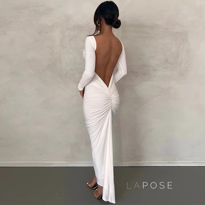 Mireille Backless Ruched Long Dress