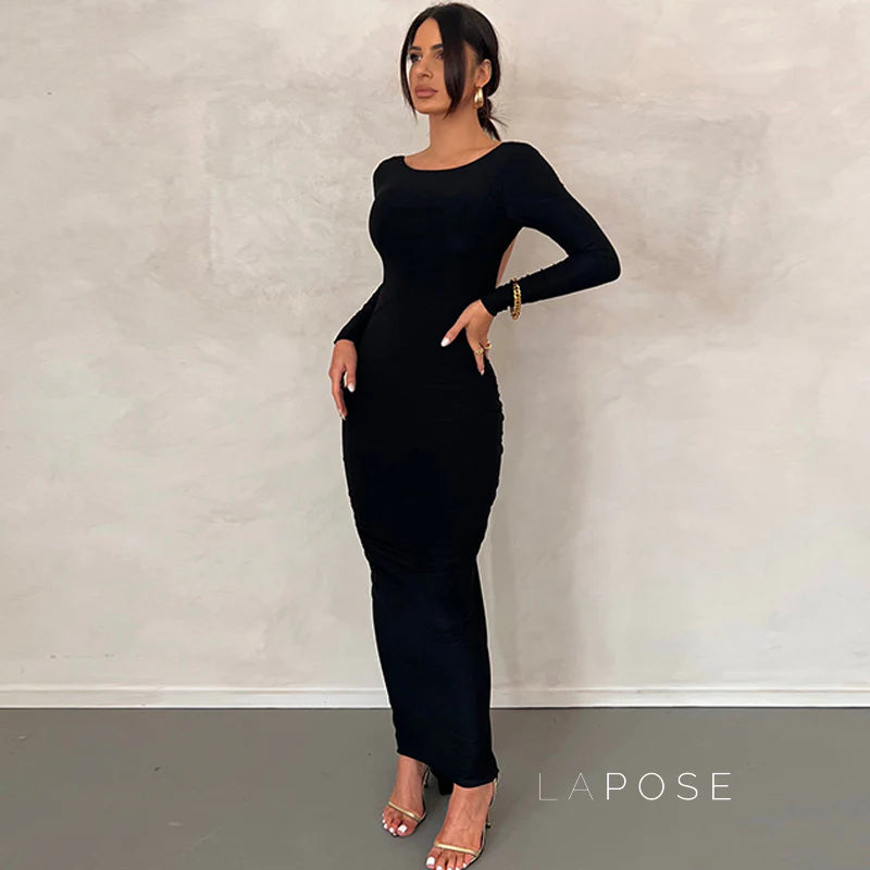 Mireille Backless Ruched Long Dress