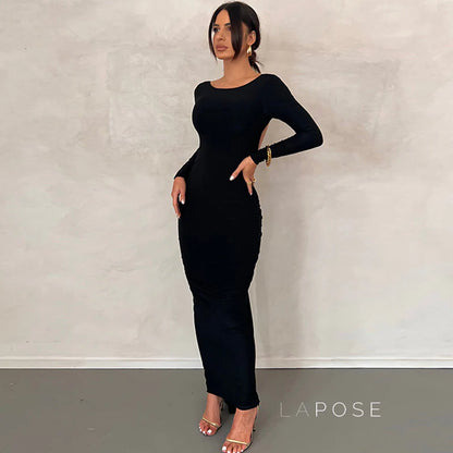 Mireille Backless Ruched Long Dress