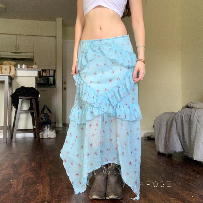 Moira Floral Ruffle Maxi Skirt