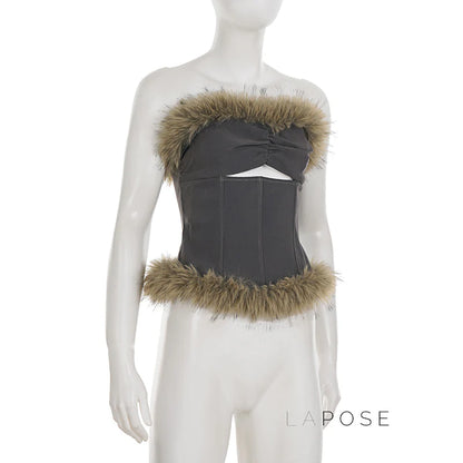 Montserrat Faux Fur Halter Top