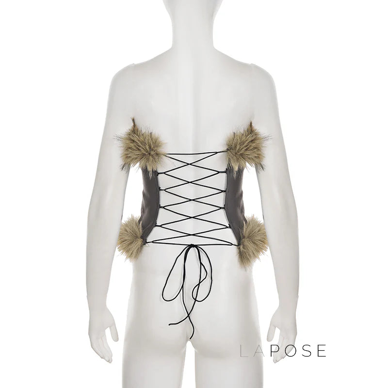 Montserrat Faux Fur Halter Top