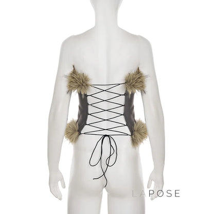 Montserrat Faux Fur Halter Top