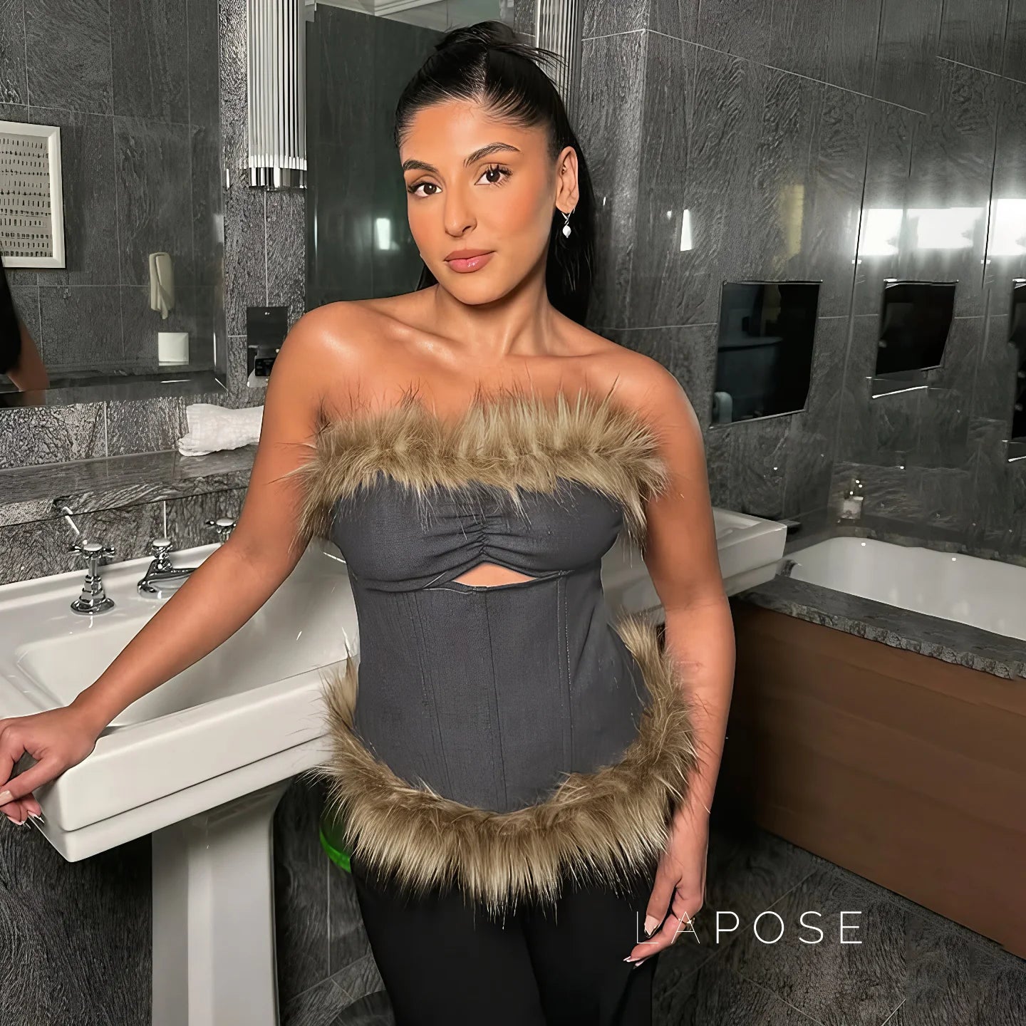 Montserrat Faux Fur Halter Top