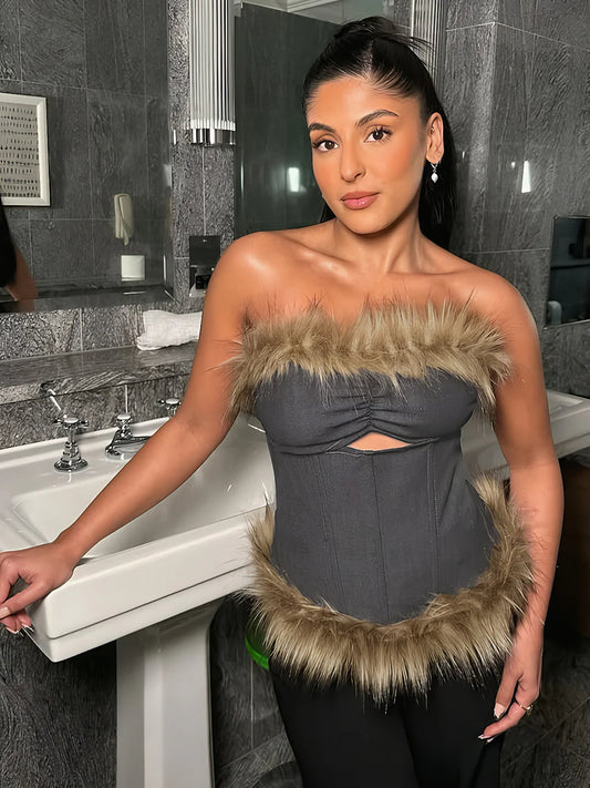 Montserrat Faux Fur Halter Top