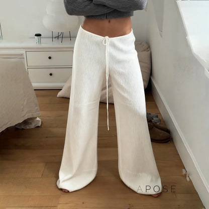 Mumtaz Ribbed Wide-Leg Knit Pants