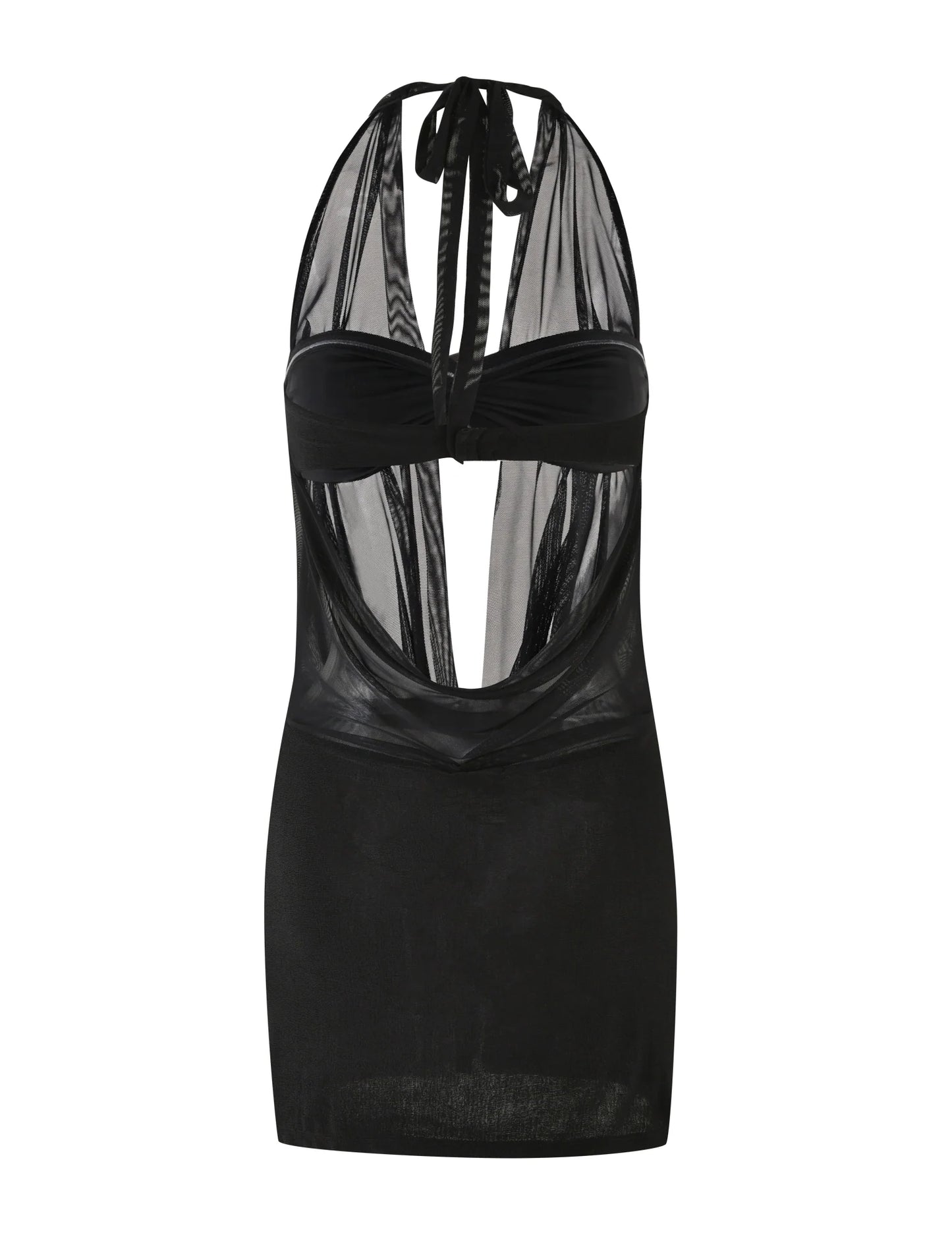 Nahomi Mesh Halter Mini Dress